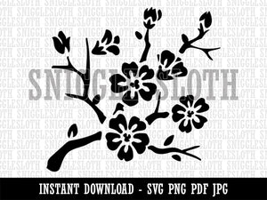 Cherry Blossom Sakura Floral Flower Bud Branch Clipart Digital Download SVG PNG JPG PDF Cut Files