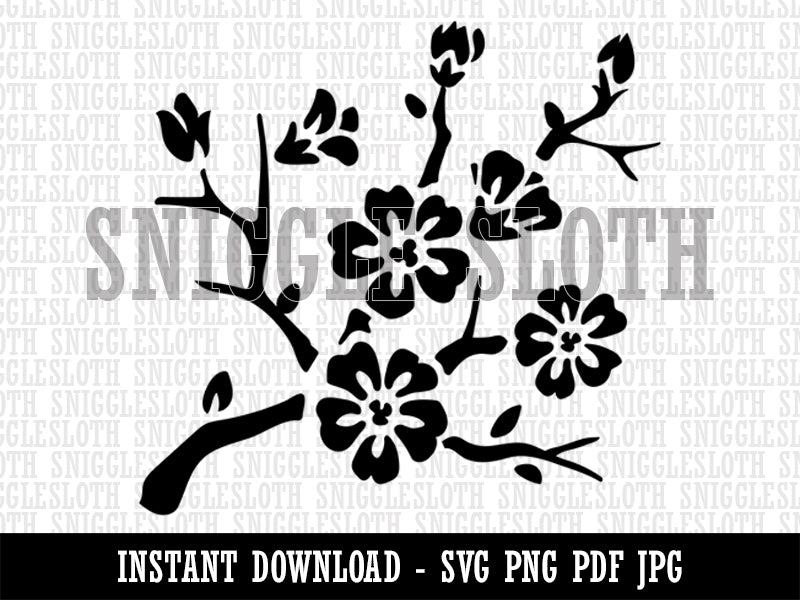 Cherry Blossom Sakura Floral Flower Bud Branch Clipart Digital Download SVG PNG JPG PDF Cut Files