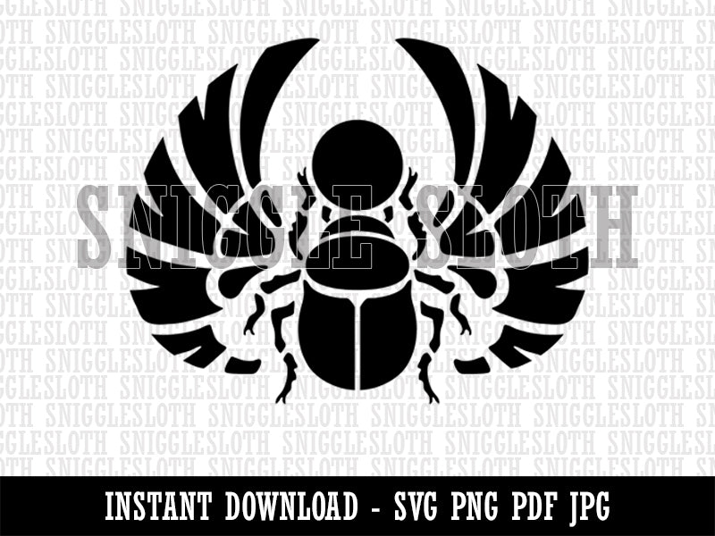 Egyptian Winged Scarab Beetle Pharaoh Mummy Amulet Insect Bug Clipart Digital Download SVG PNG JPG PDF Cut Files