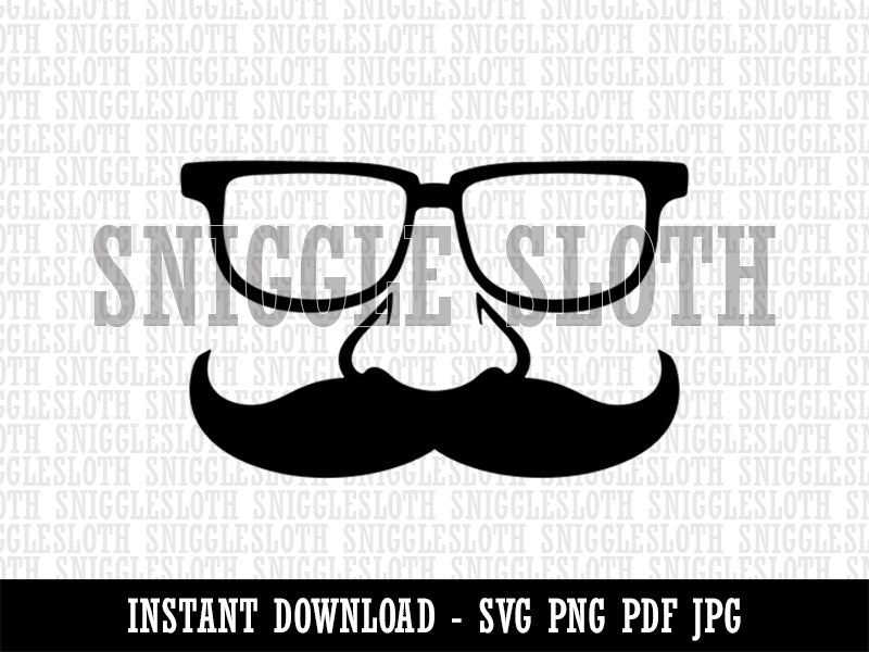 Funny Glasses with Nose and Mustache Clipart Digital Download SVG PNG JPG PDF Cut Files