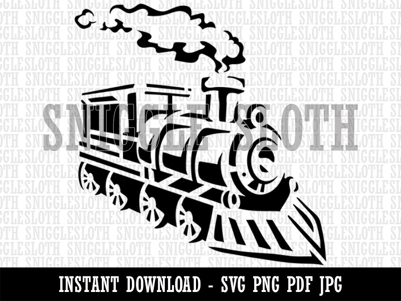 Train Steam Engine Locomotive Transportation Vehicle Clipart Digital Download SVG PNG JPG PDF Cut Files
