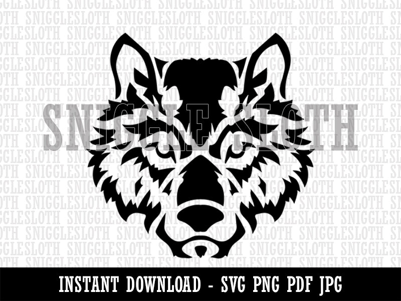 Wild Tribal Wolf Head Clipart Digital Download SVG PNG JPG PDF Cut Files