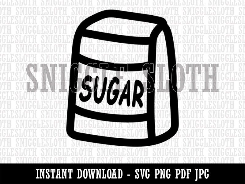 Bag of Sugar Baker Baking Clipart Digital Download SVG PNG JPG PDF Cut Files