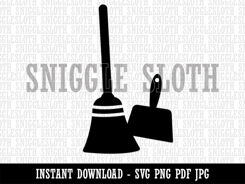 Broom and Dustpan Cleaning Clipart Digital Download SVG PNG JPG PDF Cut Files