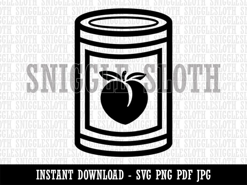 Can of Peaches Fruit Clipart Digital Download SVG PNG JPG PDF Cut Files