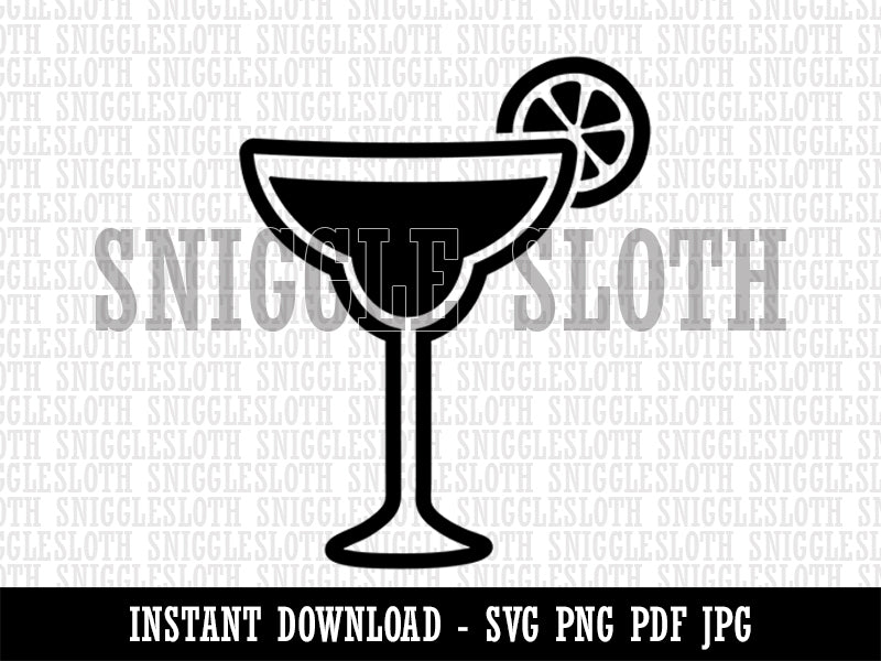 Margarita Cocktail with Lime Clipart Digital Download SVG PNG JPG PDF Cut Files