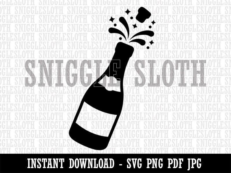 Popping Champagne Bottle Celebrate Celebration Clipart Digital Download SVG  PNG JPG PDF Cut Files