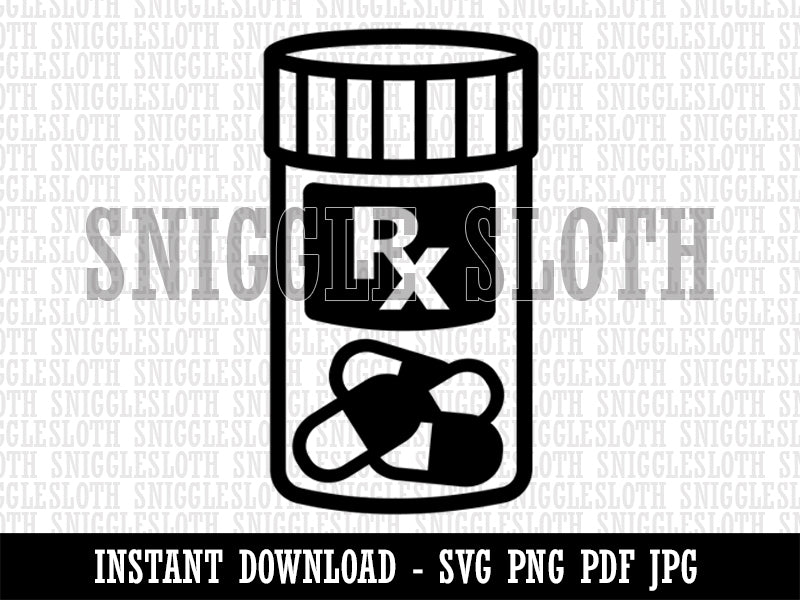 Prescription Pill Bottle Medicine Clipart Digital Download SVG PNG JPG PDF Cut Files