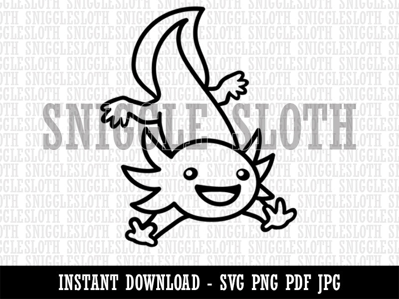 Adventurous Axolotl Salamander Clipart Digital Download SVG PNG JPG PDF Cut Files