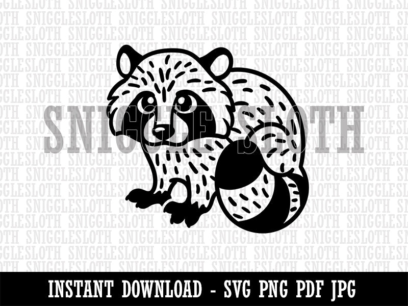 Baby Raccoon Woodland Animal Clipart Digital Download SVG PNG JPG PDF Cut Files