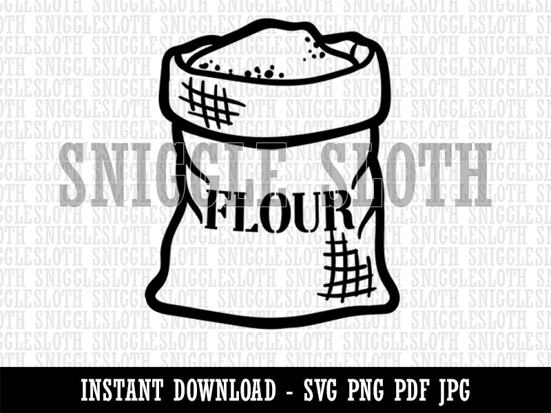 Bag of Flour Baking Clipart Digital Download SVG PNG JPG PDF Cut Files