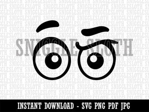 Cartoon Eyes Raised Brow Concerned Confused Judging Clipart Digital Download SVG PNG JPG PDF Cut Files