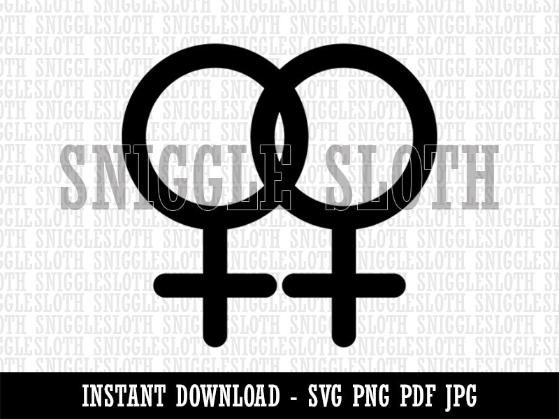 Doubled Female Sign Lesbian Gender Symbol Clipart Digital Download SVG PNG JPG PDF Cut Files