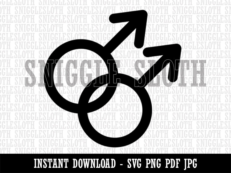 Doubled Male Sign Gay Gender Symbol Clipart Digital Download SVG PNG JPG PDF Cut Files