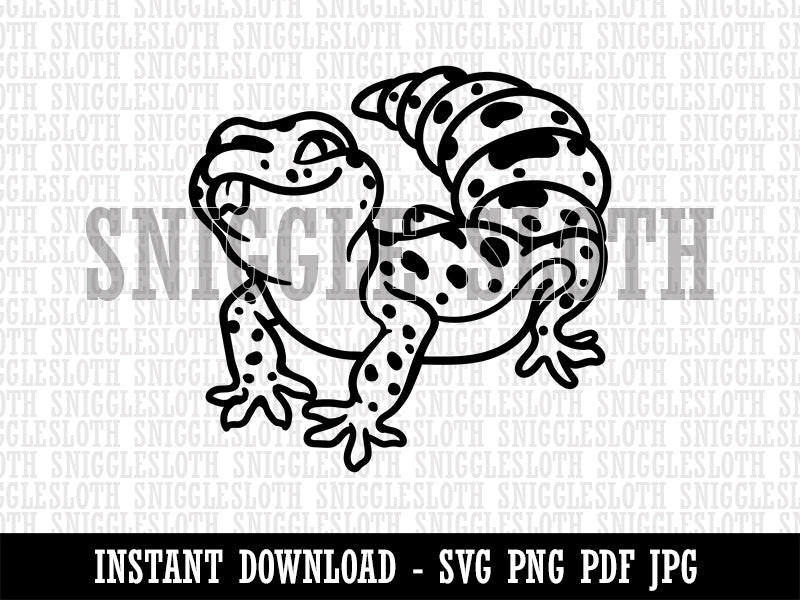 Fat Cute Leopard Gecko Lizard Reptile Clipart Digital Download SVG PNG JPG PDF Cut Files