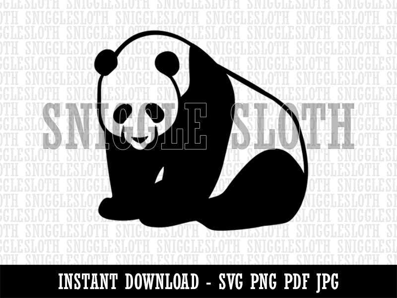 Cute Giant Panda Bear Sitting Clipart Digital Download SVG PNG JPG PDF Cut Files