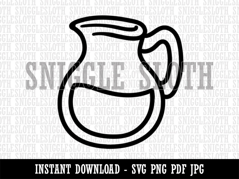 Glass Pitcher with Water Lemonade Clipart Digital Download SVG PNG JPG PDF Cut Files