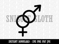 Interlocked Male and Female Sign Heterosexuality Gender Symbol Clipart Digital Download SVG PNG JPG PDF Cut Files