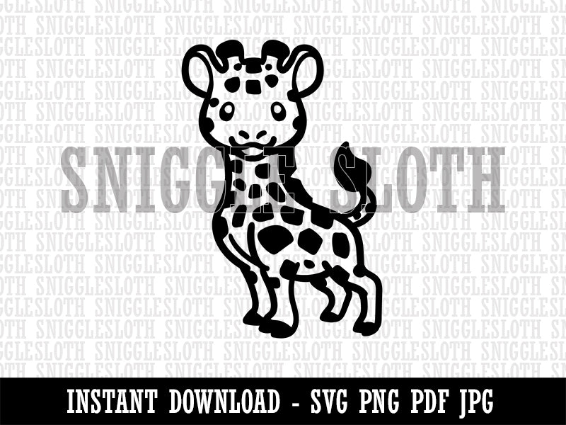 Lovable Giraffe African Zoo Animal Clipart Digital Download SVG PNG JPG PDF Cut Files