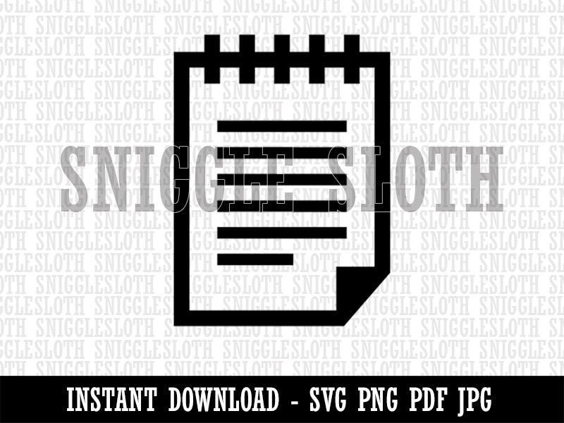 Notepad Piece of Paper Clipart Digital Download SVG PNG JPG PDF Cut Files