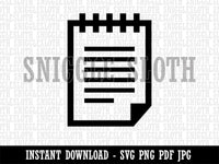 Notepad Piece of Paper Clipart Digital Download SVG PNG JPG PDF Cut Files