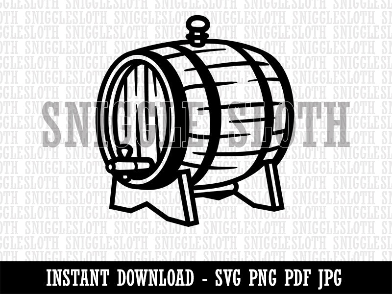 Serving Wine Wood Barrel Cask Clipart Digital Download SVG PNG JPG PDF Cut Files