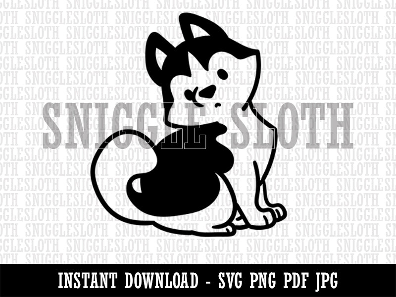 Siberian Husky Sitting Dog Clipart Digital Download SVG PNG JPG PDF Cut Files