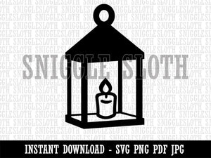 Vintage Lantern Candle with Flame Clipart Digital Download SVG PNG JPG PDF Cut Files