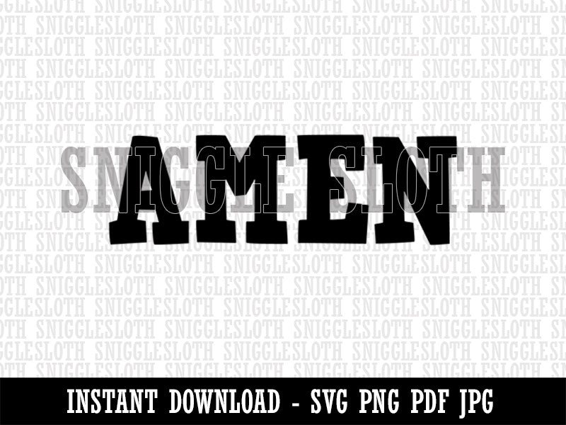 Amen Fun Text Prayer Praying Clipart Digital Download SVG PNG JPG PDF Cut Files