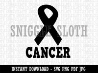 Cancer with Awareness Ribbon Clipart Digital Download SVG PNG JPG PDF Cut Files