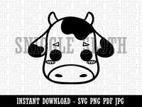 Charming Kawaii Chibi Cow Face Blushing Cheeks Milk Farm Clipart Digital Download SVG PNG JPG PDF Cut Files