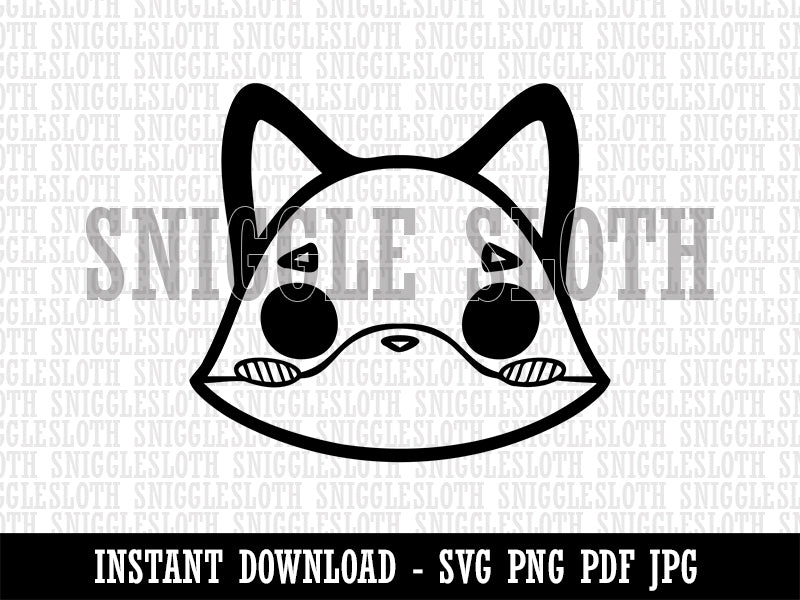 Charming Kawaii Chibi Fox Face Blushing Cheeks Clipart Digital Download SVG PNG JPG PDF Cut Files