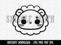 Charming Kawaii Chibi Lion Face Blushing Cheeks Clipart Digital Download SVG PNG JPG PDF Cut Files