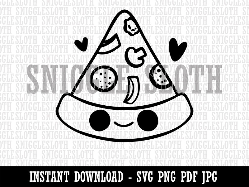 Deliciously Kawaii Chibi Pizza Slice Clipart Digital Download SVG PNG JPG PDF Cut Files