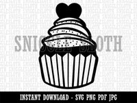 Deliciously Sweet Chocolate Cupcake with Heart Clipart Digital Download SVG PNG JPG PDF Cut Files
