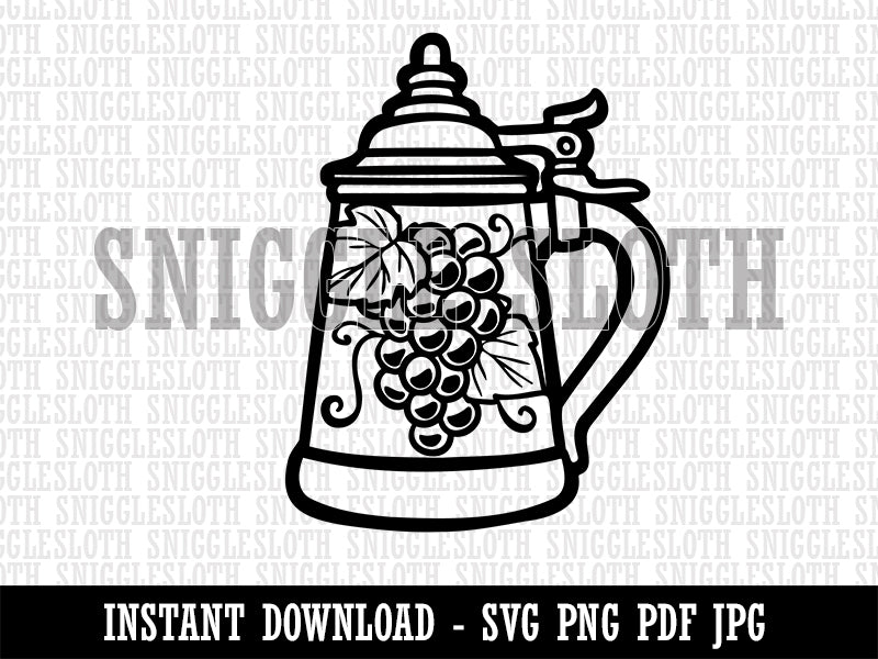Hand Drawn German Beer Stein Clipart Digital Download SVG PNG JPG PDF Cut Files
