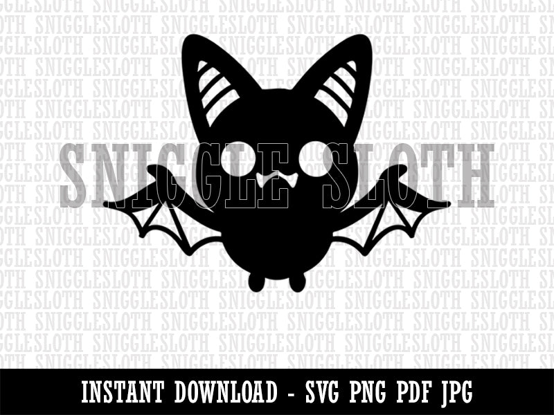 Sweet Kawaii Chibi Bat Flying Cat Halloween Clipart Digital Download SVG PNG JPG PDF Cut Files