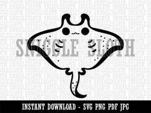 Sweet Kawaii Chibi Manta Ray Clipart Digital Download SVG PNG JPG PDF Cut Files