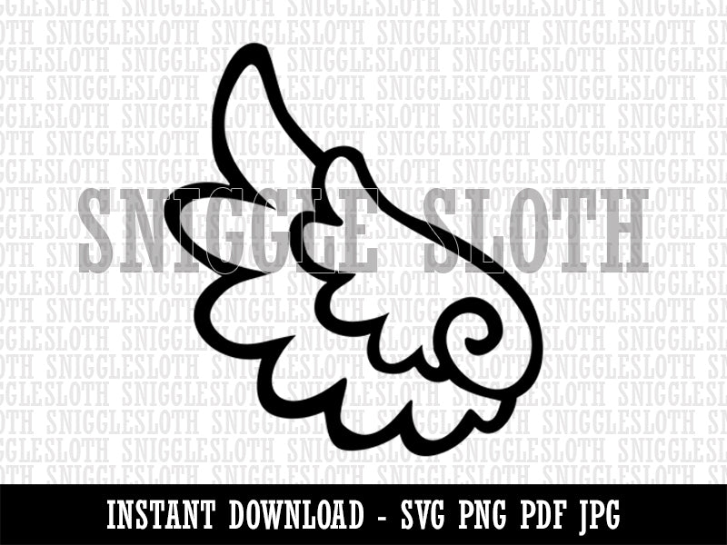 Adorable Angelic Feathered Left Wing Clipart Digital Download SVG PNG JPG PDF Cut Files