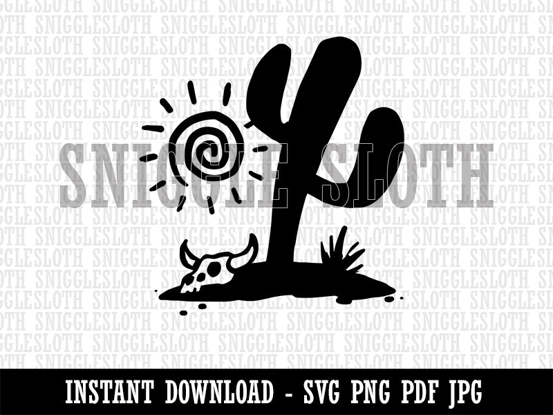 Cactus In Desert Cut Out Landscape PNG & SVG Design For T-Shirts