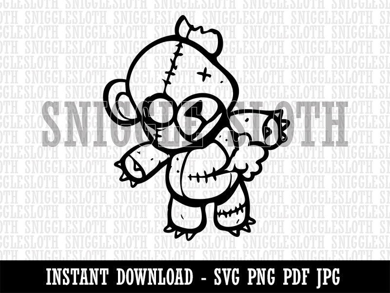 Creepy Spooky Stitched Teddy Bear Horror Clipart Digital Download SVG – Sniggle  Sloth