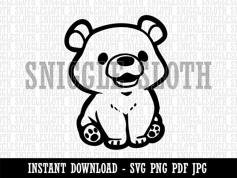Cute Baby Bear Cub Sitting Clipart Digital Download SVG PNG JPG PDF Cut Files