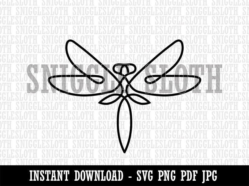 Elegant Abstract Dragonfly Line Art Clipart Digital Download SVG PNG JPG PDF Cut Files