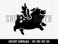 Flying Pig with Wings Clipart Digital Download SVG PNG JPG PDF Cut Files