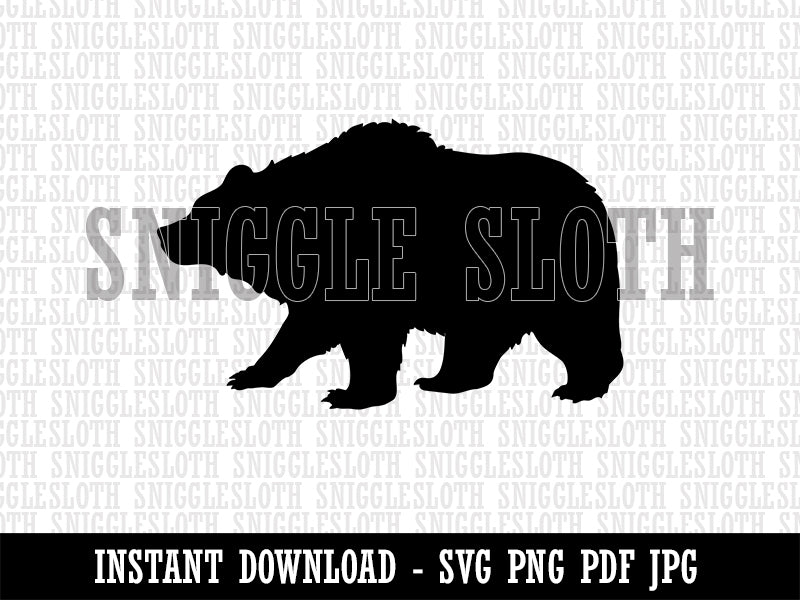 Fuzzy Grizzly Bear Silhouette Clipart Digital Download SVG PNG JPG PDF Cut Files