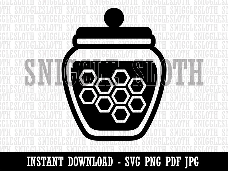 Honey Jar with Honeycomb Clipart Digital Download SVG PNG JPG PDF Cut Files