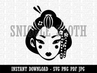 Japanese Geisha Woman Head Clipart Digital Download SVG PNG JPG PDF Cut Files