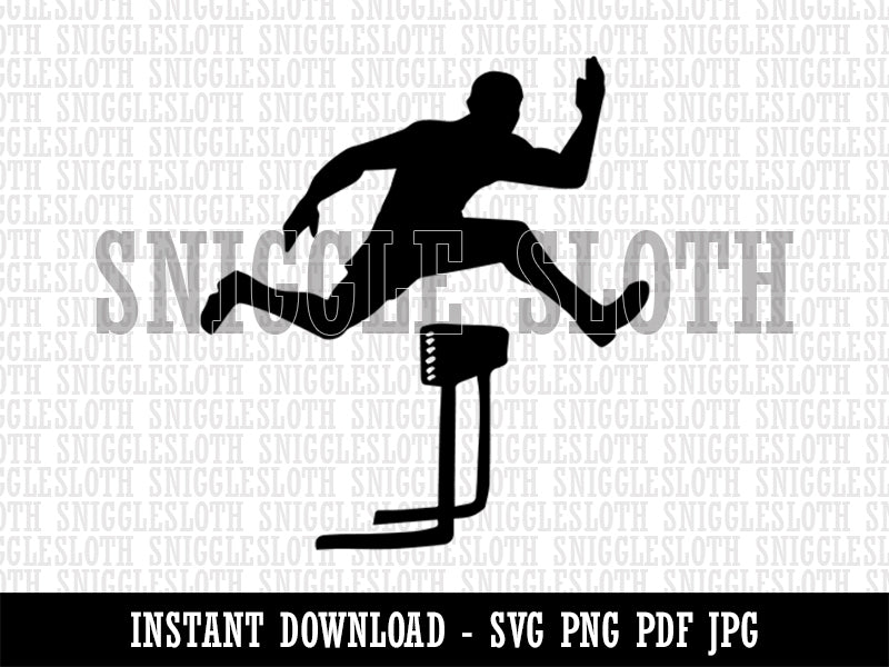 Man Jumping Over Hurdles Fitness Track and Field Clipart Digital Download SVG PNG JPG PDF Cut Files