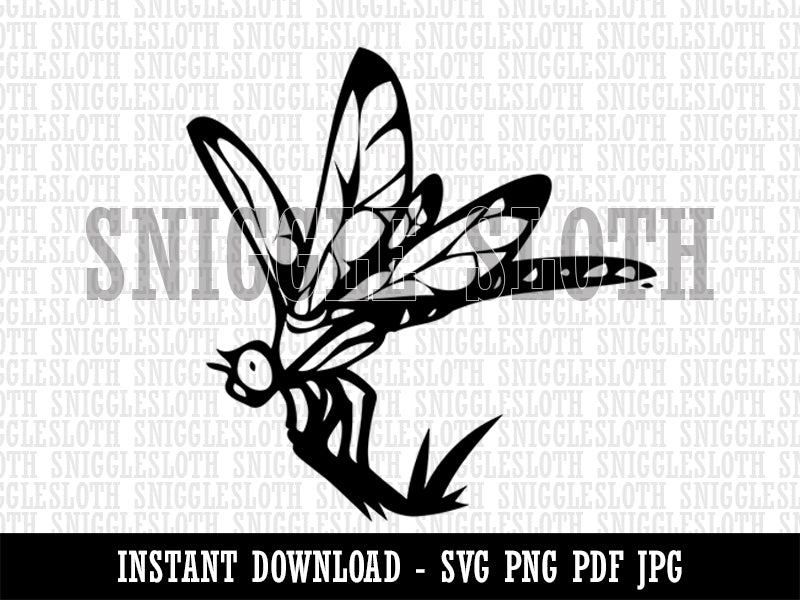 Perched Dragonfly Dasher Darner Insect Clipart Digital Download SVG PNG JPG PDF Cut Files