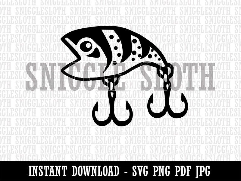 Plug Crankbait Fishing Lure Bait Hooks Clipart Digital Download SVG PNG JPG PDF Cut Files